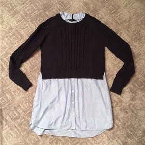 French Connection Navy Sweater/shirt combo top-L